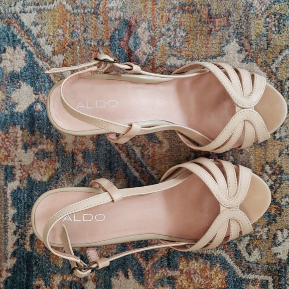 Aldo light cream beige scrappy heel sz 38 EUC - Picture 8 of 8